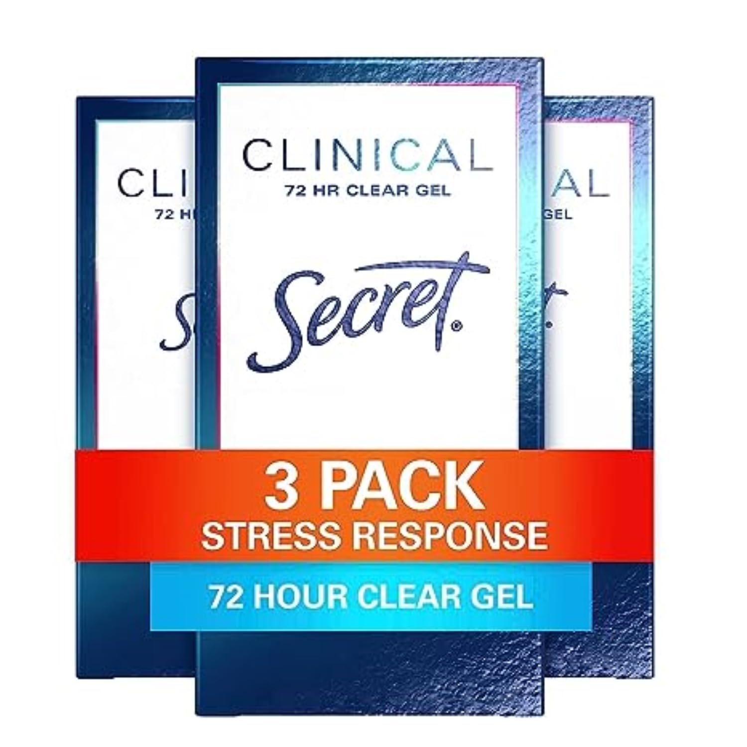 Secret Clinical Strength Clear Gel Women's Antiperspirant and Deodorant Stress Response, 1.6 Ounce (Pack of 3)