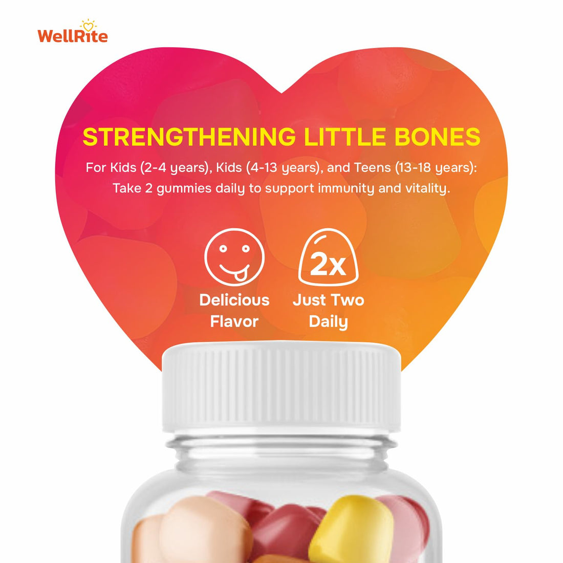 Wellrite Vitamin C Gummy Vitamins which Helps Boost Immunity, 60 Count, Orange Flavored, Vegan, Gelatin Free, Gluten Free, Nut Free, Boosts Immunity, Antioxidant, Prevents Iron Deficiency