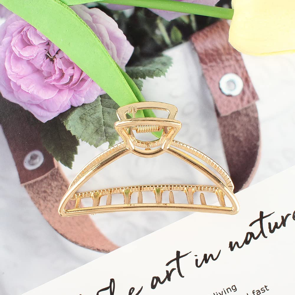 VinBee 3 PACK Large Metal Hair Claw Clips Hair Catch Barrette Jaw Clamp for Women Half Bun Hairpins for Thick Hair (Silver + Gold + Rose Gold)