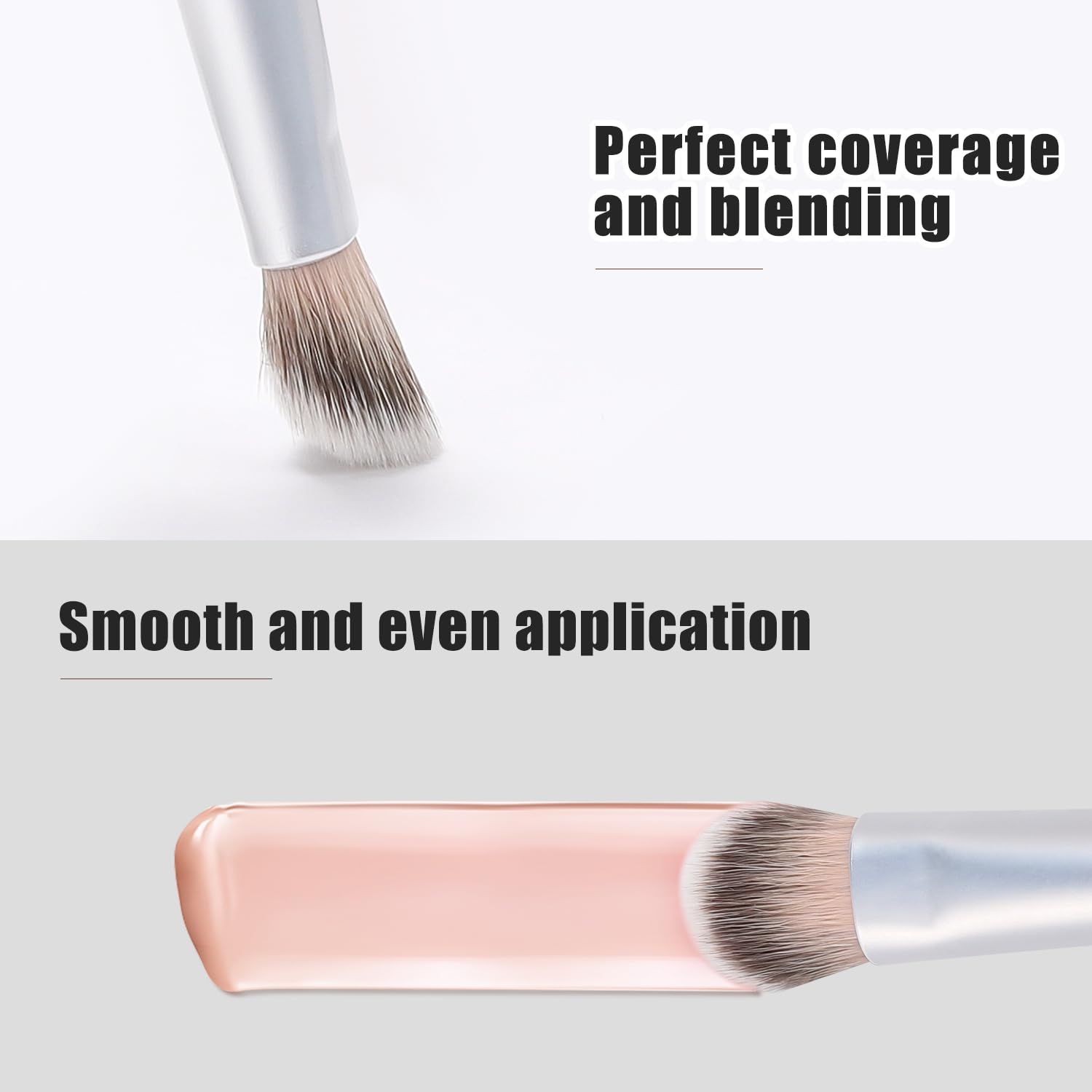 TEOYALL Under-Eye Concealer Brush, Small Flat Angled Synthetic Bristles Flawless Coverage Multitask Brush with Liquid Cream Powder