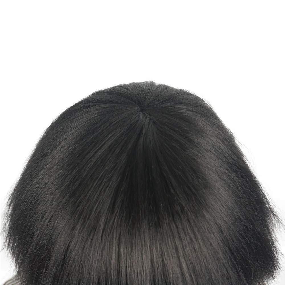 #1B Black: Aimole Short Yaki Straight Synthetic Wigs Black Mushroom Head Wig Bowl Haircut Wigs Bob