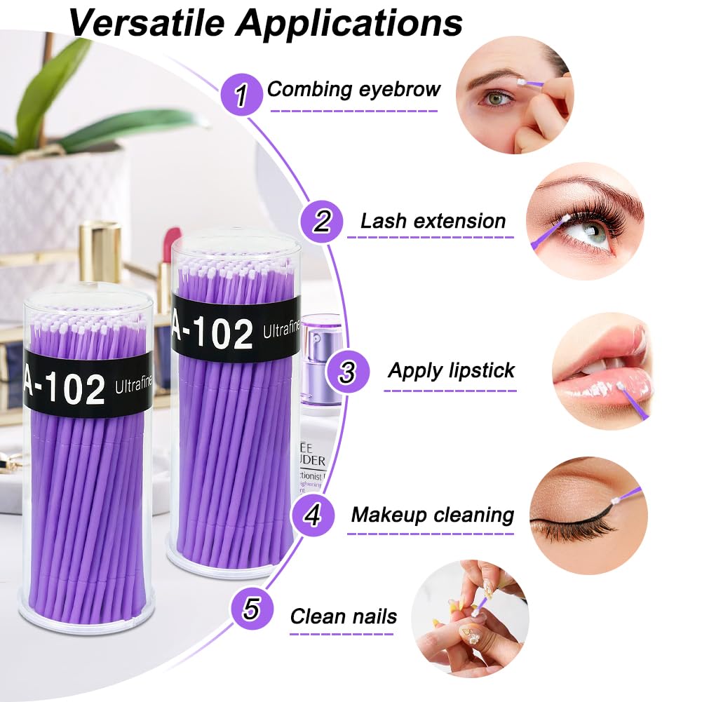 Shintop 400pcs Disposable Micro Applicator Brushes Great for Dental / Oral / Makeup (Purple, 1.5mm)