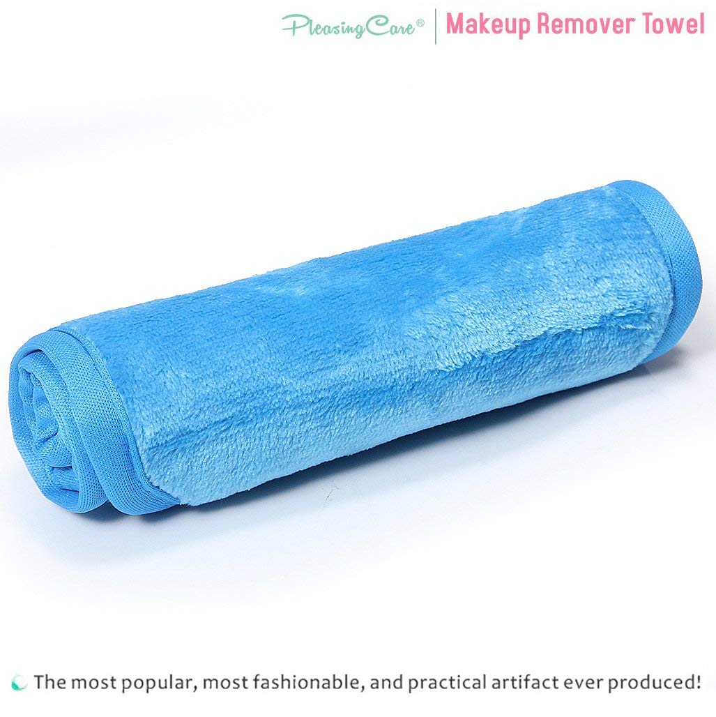 Makeup Remover Cloth Clean Towel, Reusable Facial Cleansing Towel - Chemical Free, Remove Makeup Instantly with Just Water - Money-Back Satisfaction Guaranty (1 Blue)