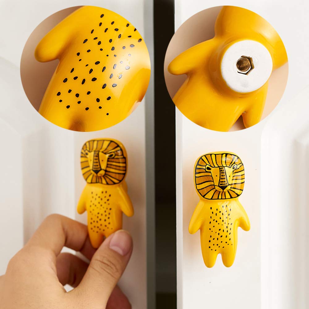 YOUYOUULU 5Pcs Cute Animal Knobs Kids Handles Ceramic Knobs Children's Room Door Nursery Cupboard knobs Lovely Cabinet pulls Drawer knob for Kids, with Screws