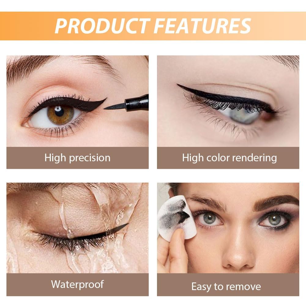 WanTuoluo 12-Pieces Matte Liquid Eyeliner Pens Set, Eye Ink Liner Makeup, Quick Drying, Smudge-Resistant, Vegan Formula (Pack of 12) (Black)