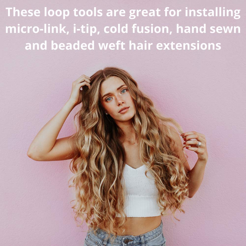 5 Wooden Hair Extensions Loop Needle Threader Wire Pulling Hook Tool for silicone microlink beads and feathers, Set of 5 for hair or feather extensions