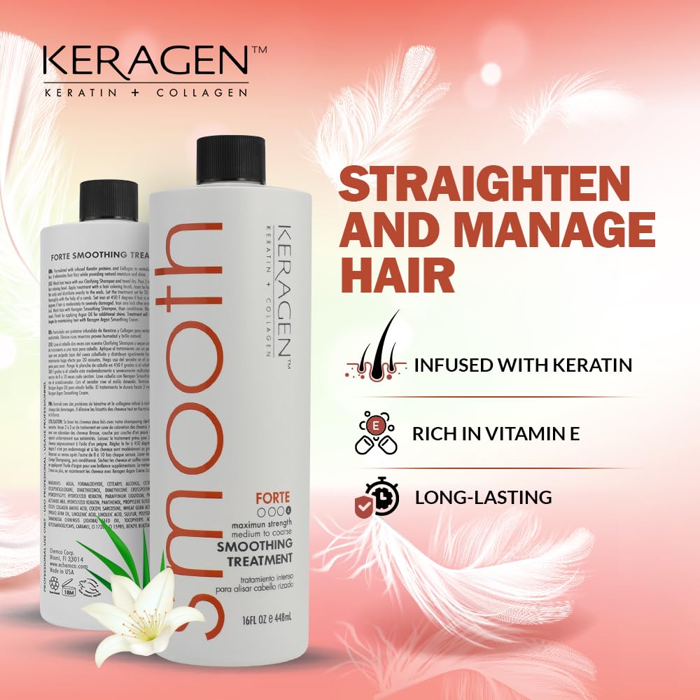 Keragen, Hair Smoothing Treatment, Forte, 16oz