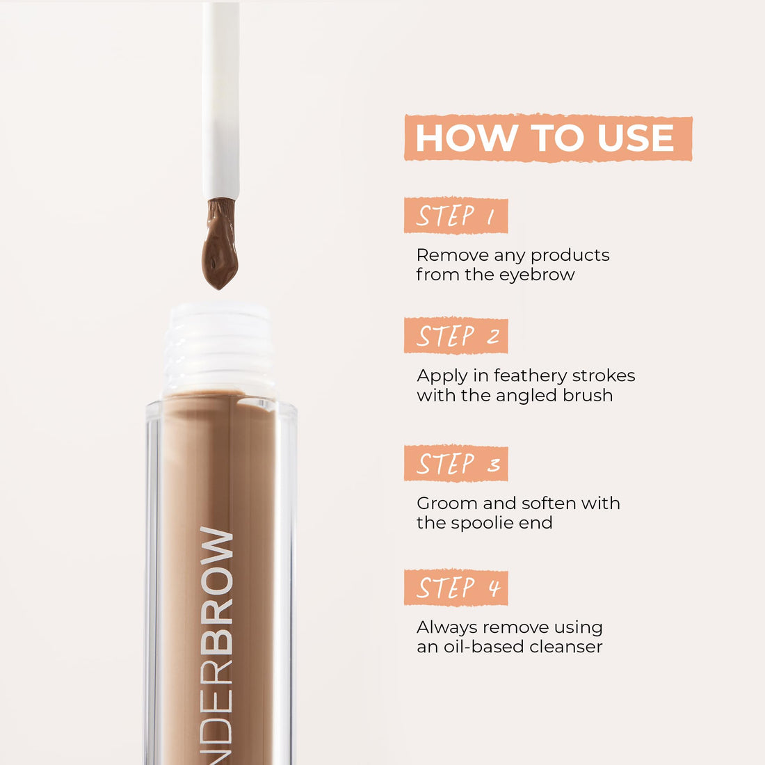 WUNDERBROW Waterproof Eyebrow Gel, Brunette, Vegan and Cruelty-Free