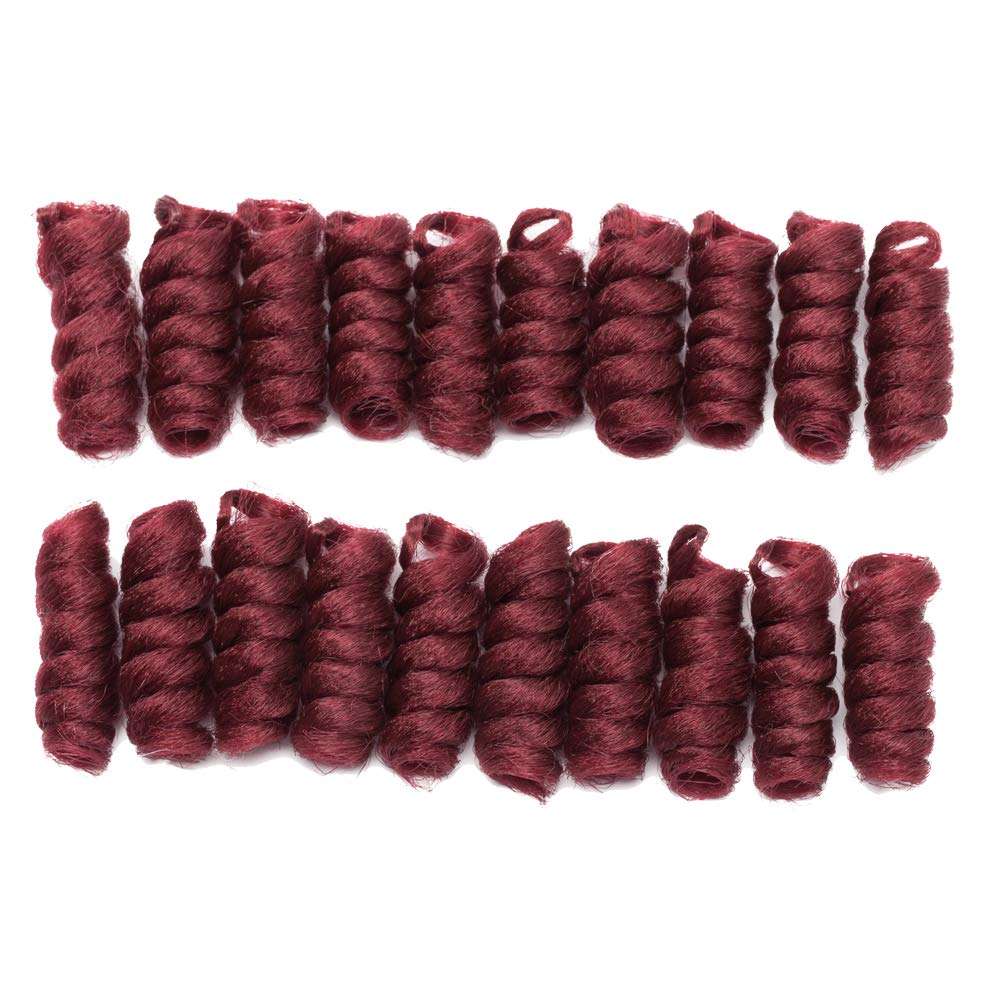 [3 packs] Jumpy Wand Curl Crochet Hair Extension Small Jamaican Bounce Hair Synthetic Toni Curl Crochet Twist Hair Kenzie Curl Saniya Curl Braiding Hair 20 Roots/Pack (10inch,Burgundy)
