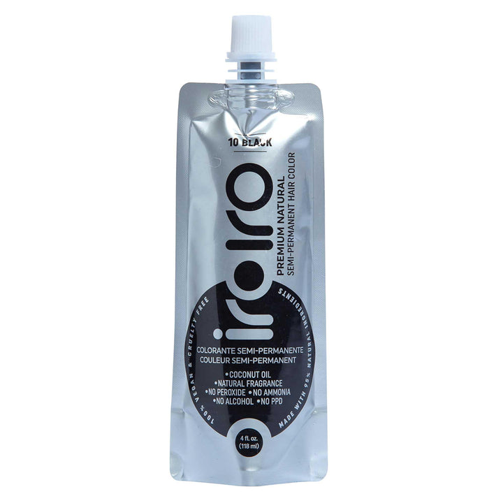 IROIRO Premium Natural Semi-Permanent Hair Color 10 Iro Black (4oz) by Iroiro