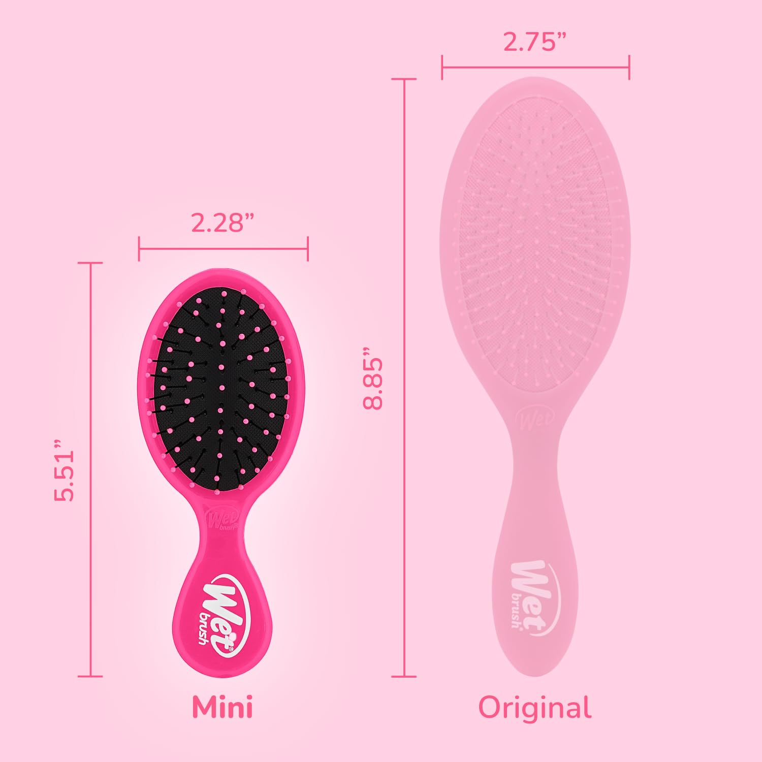 Wet Brush Mini Detangler Hair Brush, Pink, Detangling Travel Hairbrush, Ultra-Soft IntelliFlex Bristles Glide Through Tangles with Ease, Pain-Free, All Hair Types