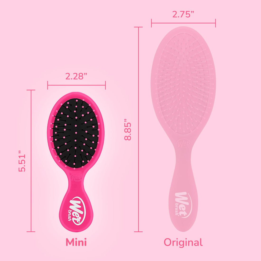 Wet Brush Mini Detangler Hair Brush, Pink, Detangling Travel Hairbrush, Ultra-Soft IntelliFlex Bristles Glide Through Tangles with Ease, Pain-Free, All Hair Types