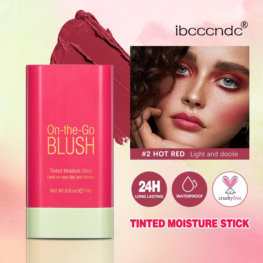 Paminify Multi-Use Cream Blush Stick,2-in-1 On-the-Go Blush for Cheek and Lip Tint,Waterproof Hydrating Tinted Solid Moisturizer Blendable Natural Grow Nude Face Blush Makeup,01 shy pink