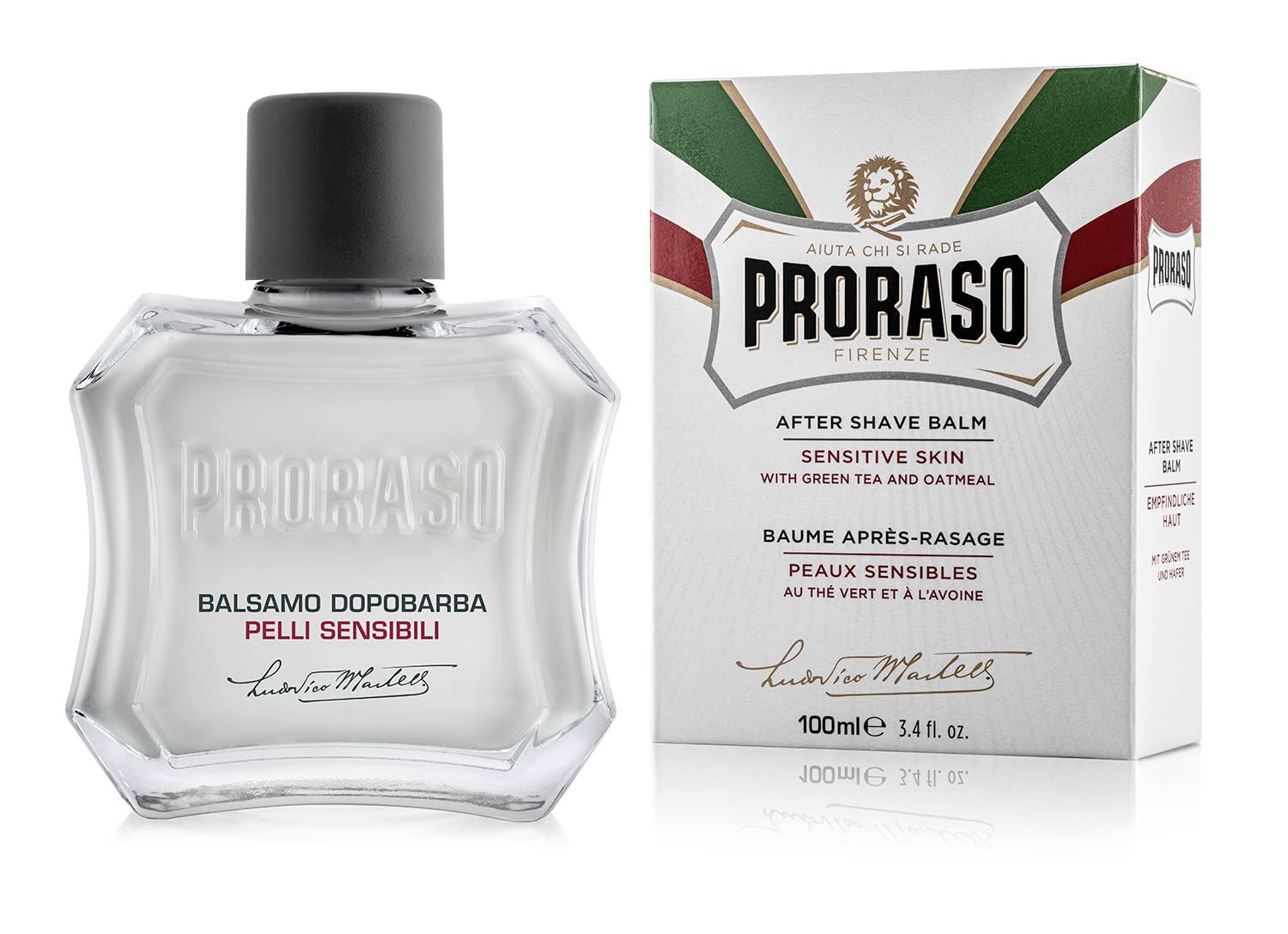 Proraso After Shave Balm for Men, Sensitive Skin Moisturizer with Oatmeal and Green Tea, 3.4 Fl Oz (Pack of 1)