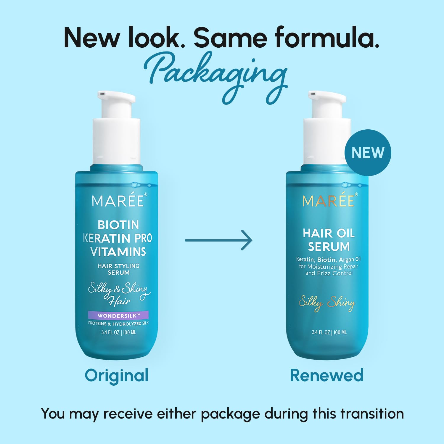 MAREE Hair Oil for Frizzy Hair with Keratin, Biotin & Vitamins - Hair Serum for Frizzy and Damaged Hair - Frizz Control Hair Care Products for Women - Aceites Para el Cabello - Keratin Hair Treatment