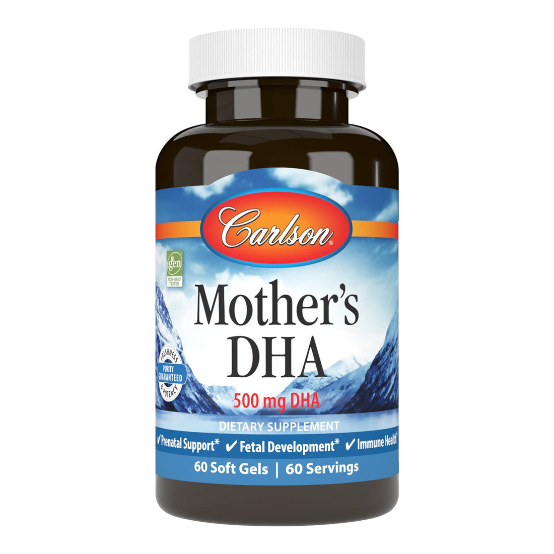 Carlson - Mother's DHA, 500 mg DHA, Prenatal Support, Fetal Development & Immune Health, 60 Softgels
