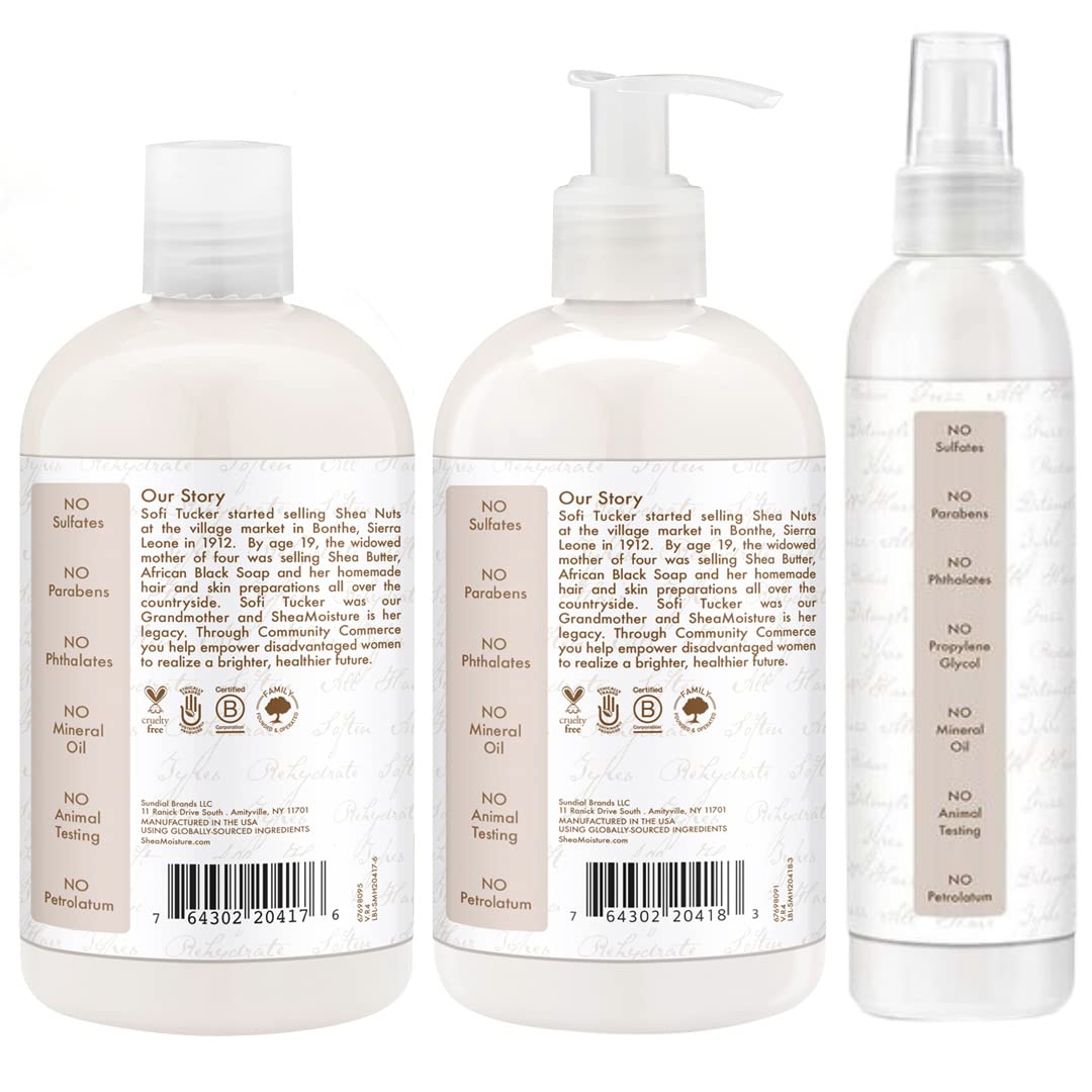 Shea Moisture 100% Virgin Coconut Oil Trio Set | Daily Hydration Conditioner 13 Ounce, Daily Hydration Shampoo 13 Ounce & Leave-in Treatment 8 Ounce