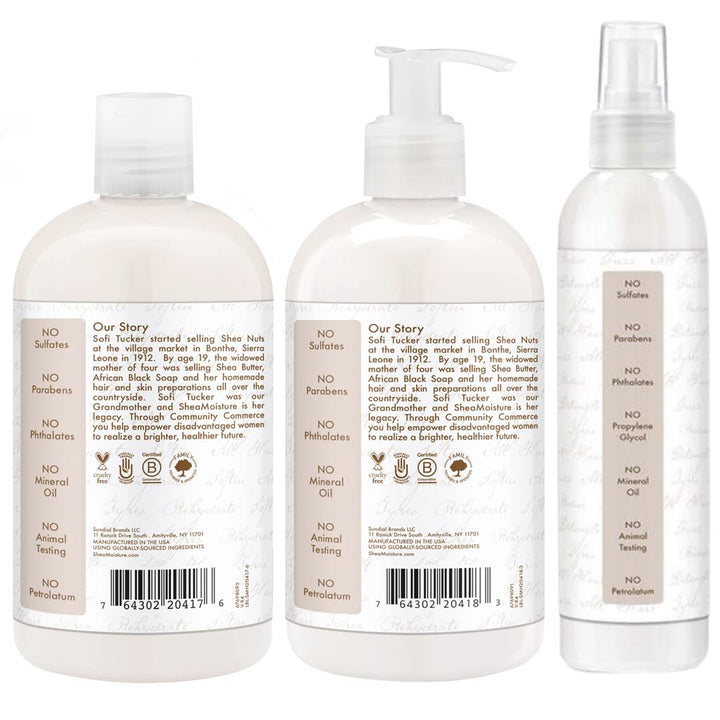 Shea Moisture 100% Virgin Coconut Oil Trio Set | Daily Hydration Conditioner 13 Ounce, Daily Hydration Shampoo 13 Ounce & Leave-in Treatment 8 Ounce