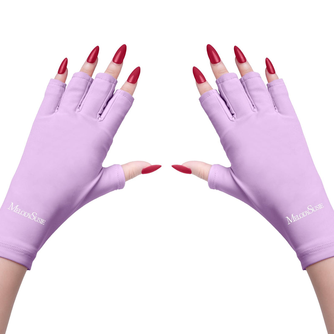 MelodySusie UV Glove for Gel Nail Lamp, Professional UPF50+ UV Protection Gloves for Manicures, Nail Art Skin Care Fingerless Anti UV Glove Protect Hands from UV Harm (Purple)