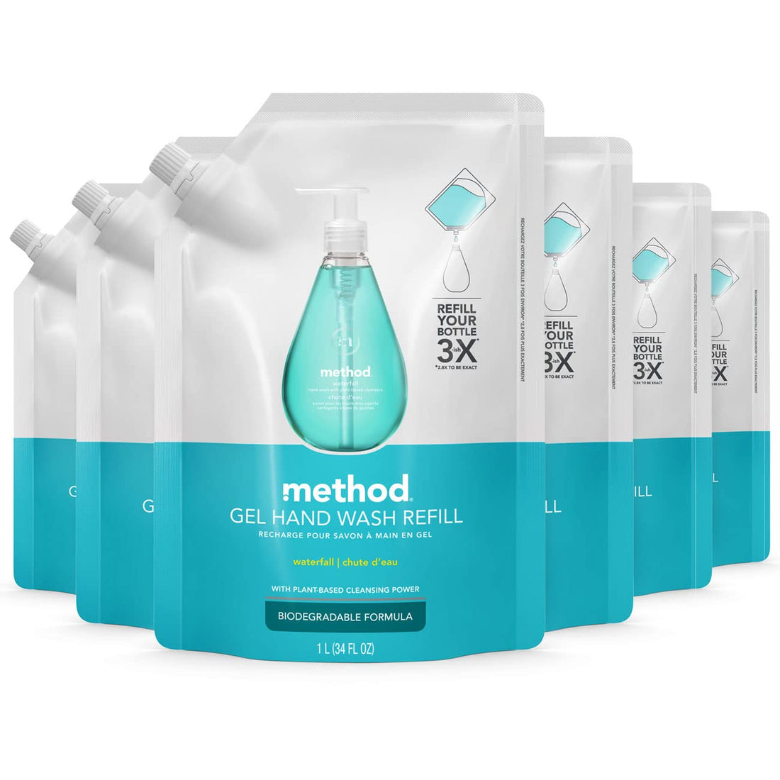 Waterfall, 34 Oz Refill (Pack of 6) : Method Gel Hand Soap Refill, Waterfall, 34 Ounce (Pack 6)
