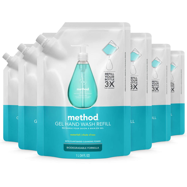 Waterfall, 34 Oz Refill (Pack of 6) : Method Gel Hand Soap Refill, Waterfall, 34 Ounce (Pack 6)