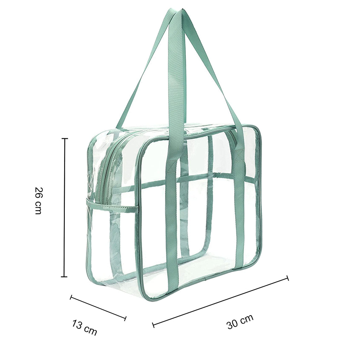 ANEMEL Clear Tote Bag Cosmetic Bag Transparent Makeup Toiletry Lightweight Waterproof Organizer Beach Bag Green