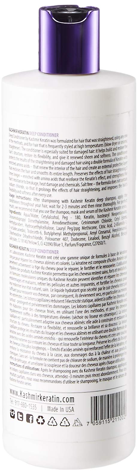 Kashmir Keratin Kashmir Keratin Deep Conditioner For Oily And Damaged Hair Sulfate And Paraben FREE NEW PRESENTATION (16 Fl Oz.)