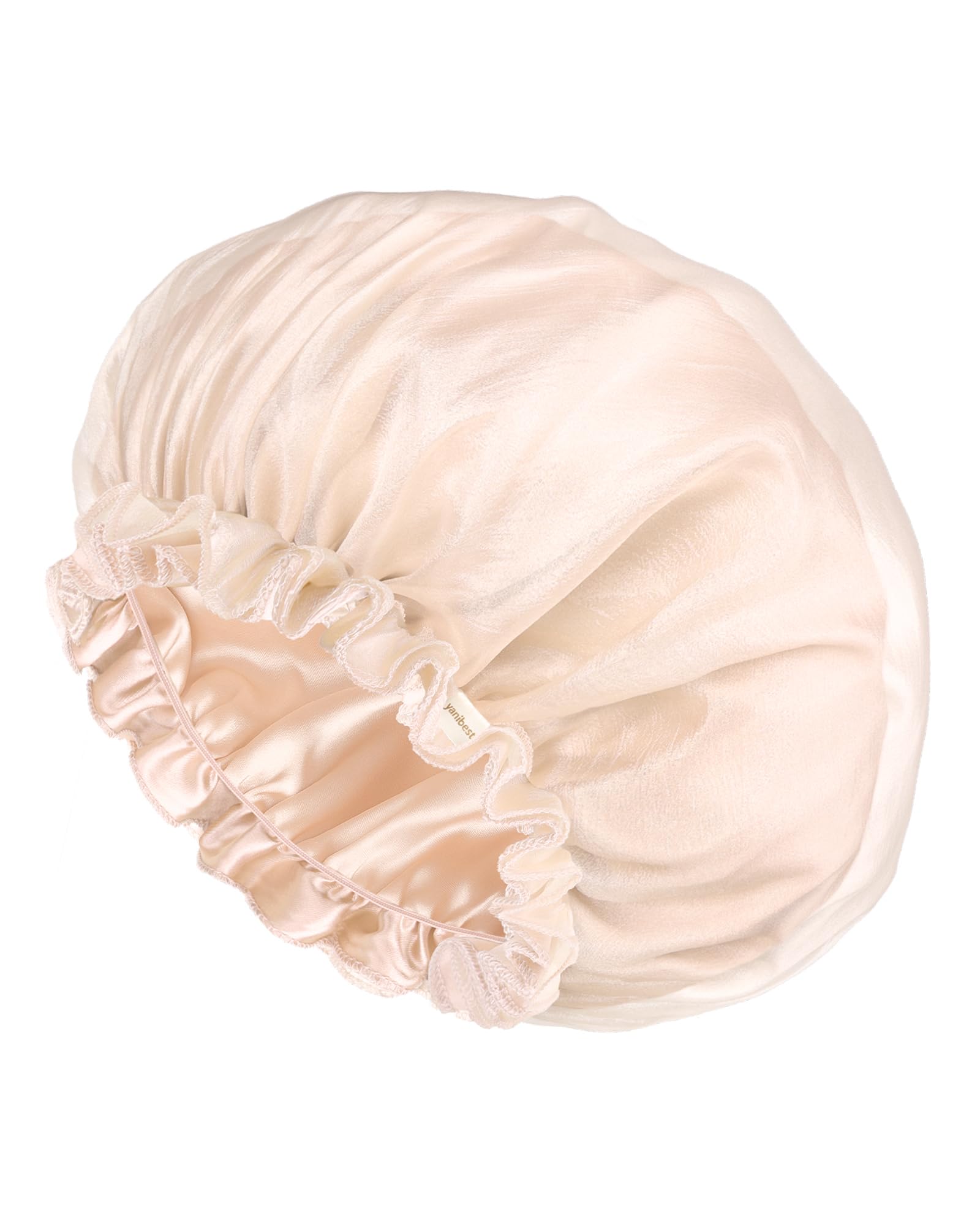 Yanibest Breathable Butter-satin Lined Bonnet, Silk Hair Bonnet for Sleeping Women, Night Cap for Curly Fine Straight Hair, Beige