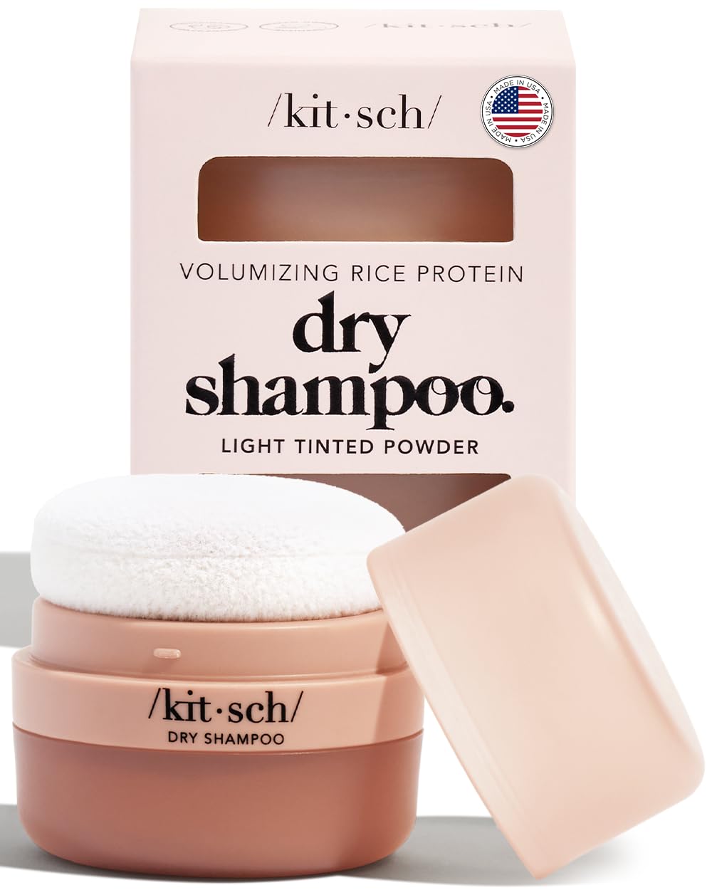 Kitsch Dry Shampoo Powder with Rice Protein for Women & Men - Unscented, Volumizing, No White Cast,Organic, Paraben Free & Benzene Free, Non Aerosol for Oily and Light Hair, Travel Size - 8g