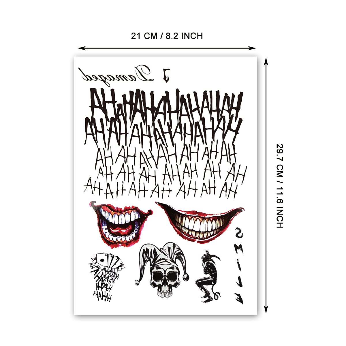 Kotbs 4 Sheets Halloween Temporary Tattoos for Women Men, Large Size 8.2' x 11.6' Fake Tattoos Waterproof Tattoo Stickers for Girls Boys Kids Halloween Costume Accessories and Parties