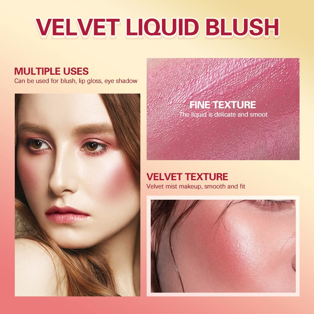 MEICOLY Pink Matte Dewy Liquid Blush,Super Natural Cream Blush Stick for Cheeks,Silky Smooth Soft Pinch Long-Lasting Waterproof and Sweat proof Blush Makeup,Cruelty-Free,02,Happy,Rose