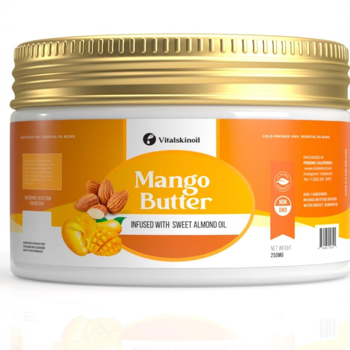 VITALSKINOIL Organic Mango Body Butter for Women Infused with Sweet Almond Oil, 8.8 oz