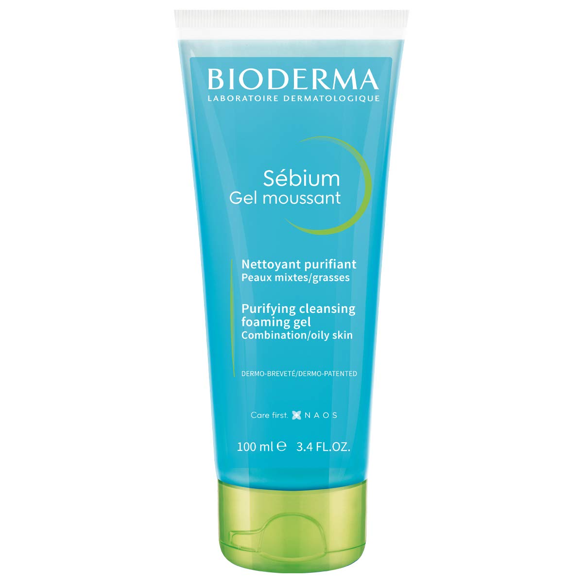 Bioderma Sébium Foaming Gel Gentle Face Cleanser Tube, Makeup Removing Cleanser, Skin Purifying Face Wash for Combination to Oily Skin, Travel Size 3.3 Fl Oz
