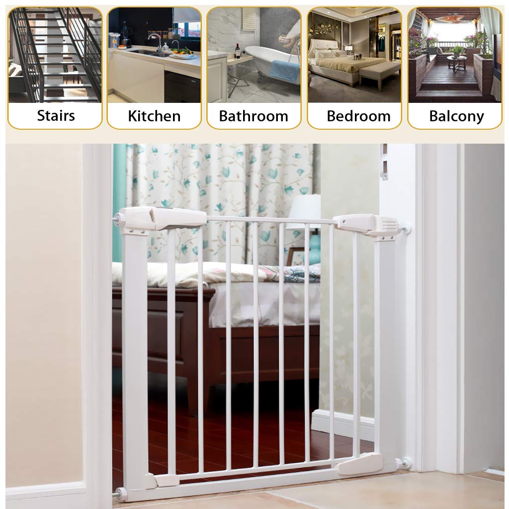 OwnMy M10 (10mm/0.39) Gate Adapters 4PCS Gate Threaded Spindle Rod Accessory Pressure Gate Replacement Parts Screw Mounted Bolts Kit for Stair Railing/Pets Doors, White