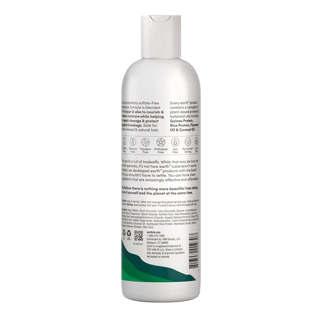 earth Moisture and Repair Shampoo - Moisturizing Shampoo with Argan and Aloe - Restores Damage and Moisture - Safe for Color Treated Hair - 12 oz
