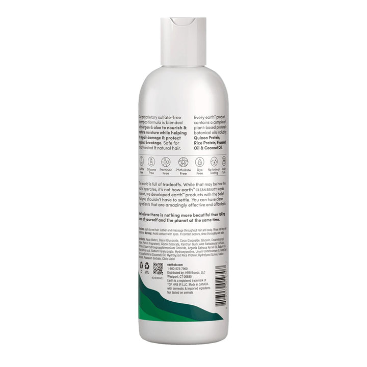 earth Moisture and Repair Shampoo - Moisturizing Shampoo with Argan and Aloe - Restores Damage and Moisture - Safe for Color Treated Hair - 12 oz