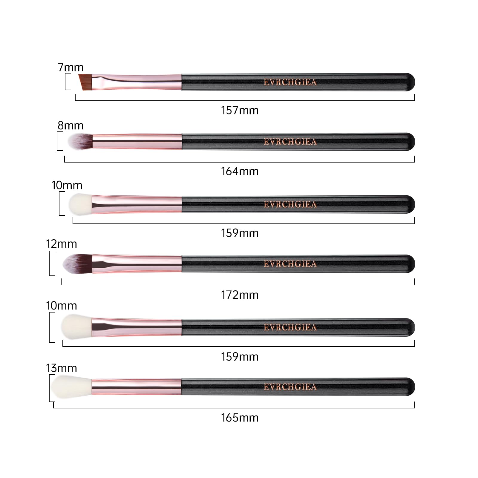 Eye Makeup Brush Set, 6 Pcs Professional Blending Eyeshadow Makeup Brushes for Concealer Eyebrows Eyeliner, Soft Hairs & Wood Handle (black and rose gold)…