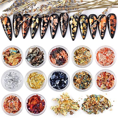 MEILINDS Nail Art Foil Sticker Holographic Acrylic Paillette Colorful Flakes Glitter Chip DIY Decals Decoration 12 Boxes