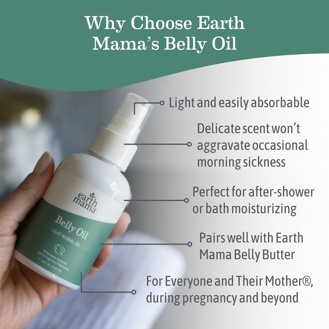 Earth Mama Angel Baby Oil 4 Ounce - Natural Stretch