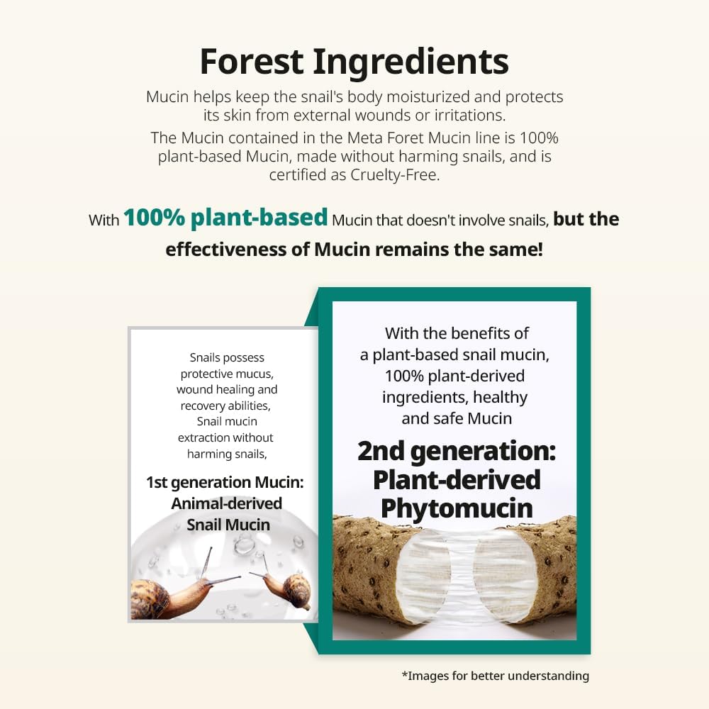 META FORET Mucin 2x Intensive Repair Cream 1.76oz 50grams / Day and Night Face Moisturizer for Dry, Sensitive, Hydrating, Nourishing, Anti Aging, No More Snail Mucin