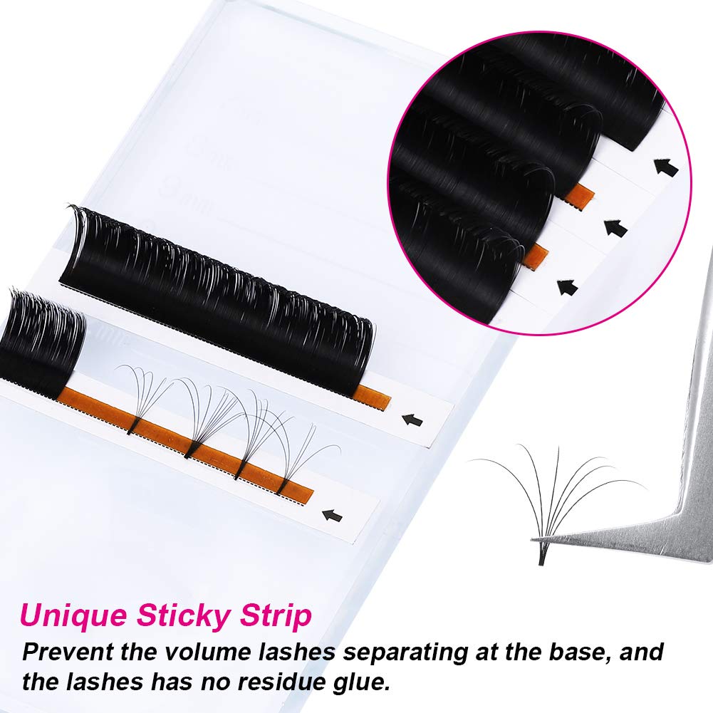 Volume Lash Extensions FADLASH Easy Fan 3D~10D D Curl Volume Fans 0.05 0.07mm Self Fanning Eyelash Extensions 8-20mm Length(0.05-D, 13mm)