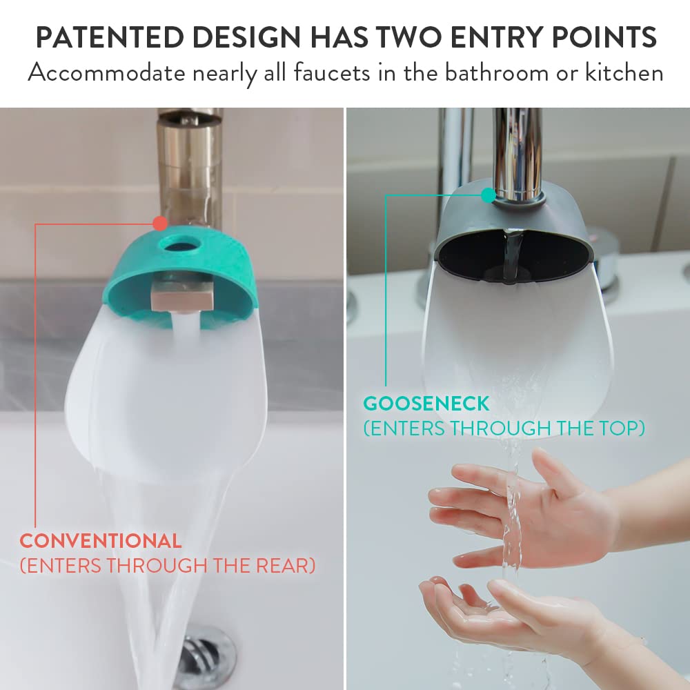 Prince Lionheart Fun and Safe Hand-Washing Solution, Faucet Extender for Babies and Toddlers,Fits Standard and Gooseneck Faucets, Gumball Green