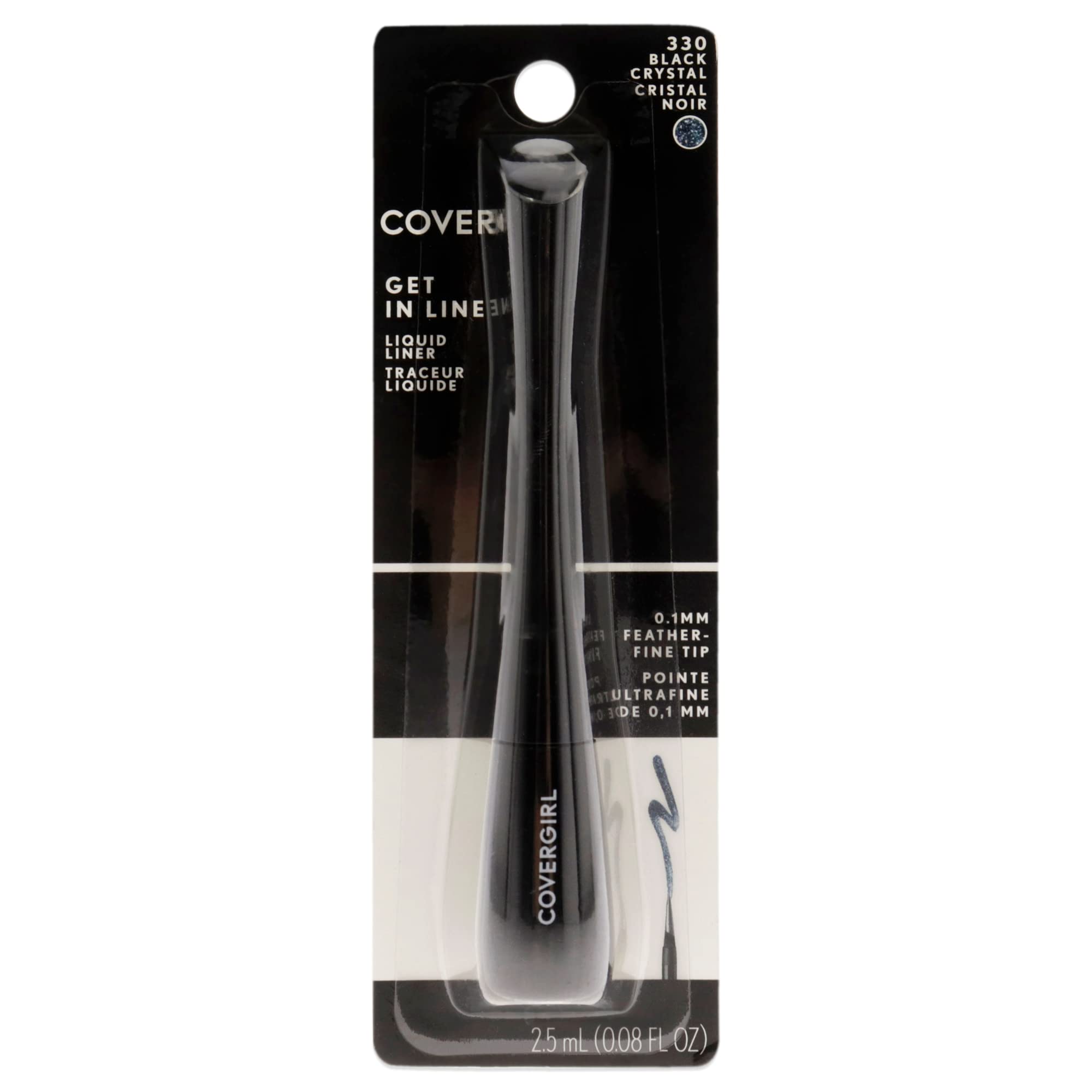 COVERGIRL Get In Line Liquid Eyeliner, Black Crystal, 0.04 Pound (packaging may vary)