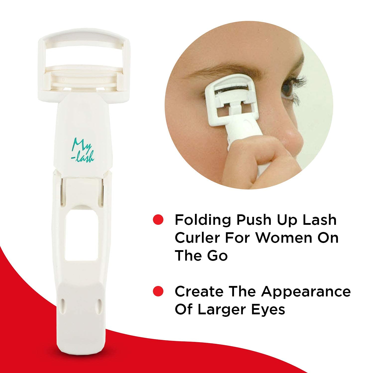 Seki Edge Folding Eyelash Curler (SS-602) - Lash Curler With Silicone Replacement Pads - Full Size Eye Lash Curler Folds for Portable Travel - Made in Japan