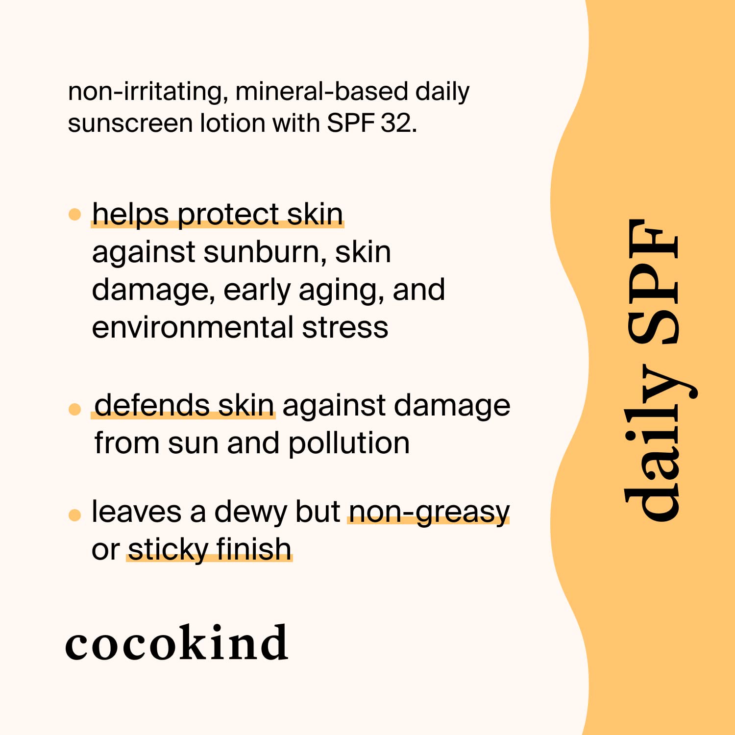 COCOKIND Daily SPF 32 Facial Sunscreen Lotion, 1.7 OZ