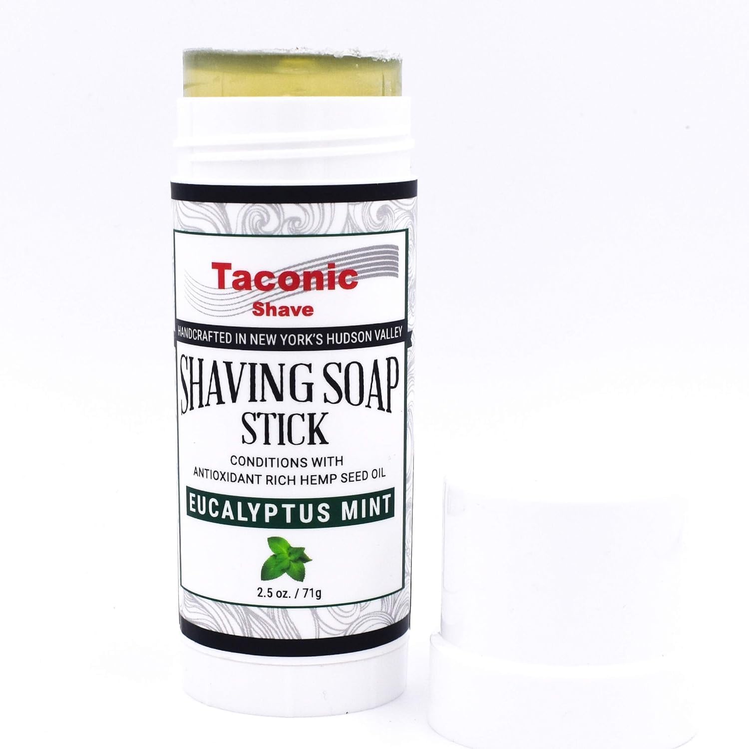 Taconic Shave Eucalyptus Mint Shaving Soap Stick with Antioxidant-Rich Hemp Seed Oil 2.5 oz./71g