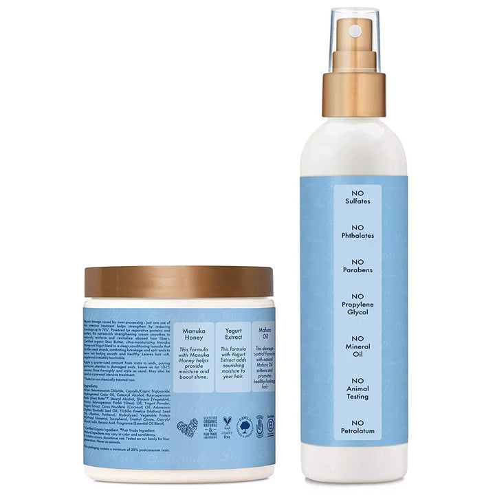 SheaMoisture Manuka Honey & Yogurt Hydrate + Repair Bundle –Protein Power Treatment & Multi-Action Leave-In Conditioner, 8 Oz Ea (2 Piece Set)