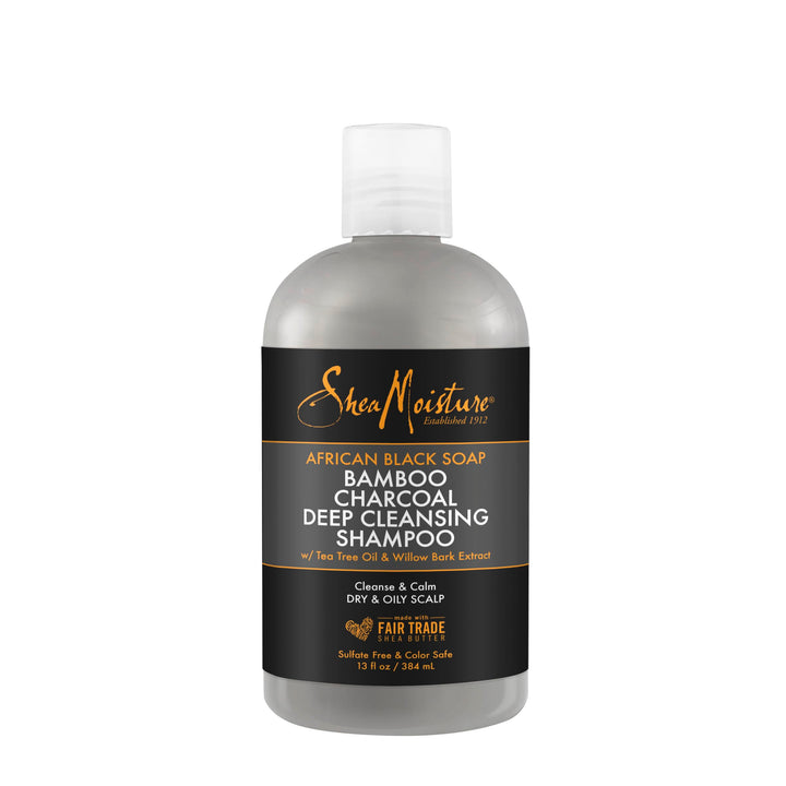 Shea Moisture African Black Soap Bamboo Charcoal Deep Cleansing Shampoo 13 OZ./384 mL(Packaging may vary)
