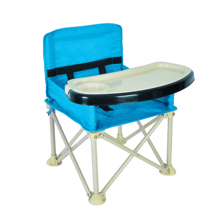 Travel Booster Seat with Tray for Baby Activity Chair Folding Portable High Chair for Eating Dining, Camping, Beach, Lawn, Grandma’s (White)