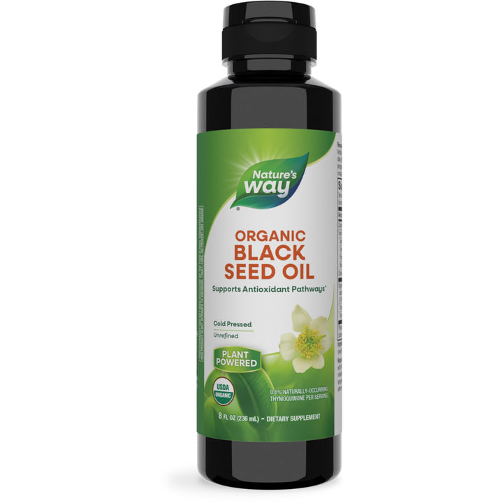 Nature's Way Organic Black Seed Oil, Supports Antioxidants Pathways*, Cold-Pressed, Vegan, Gluten Free, 8 fl oz (Packaging May Vary)